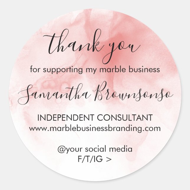 Modern Ombre Pink Watercolor Girl Boss Danke Runder Aufkleber (Vorderseite)