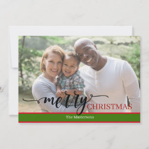 Modern One Foto Frohe Weihnachtskalligraphie-Karte Feiertagskarte