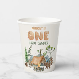 Modern One Happy Camper Wasserfarbe 1. Geburtstag Pappbecher