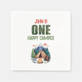 Modern One Happy Camper Wasserfarbe 1. Geburtstag Serviette