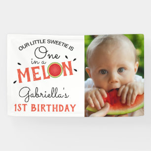 Modern One in a Melon 1. Geburtstagsfoto Banner