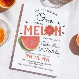 Modern One in a Melon Sommer Kindergeburtstag Einladung