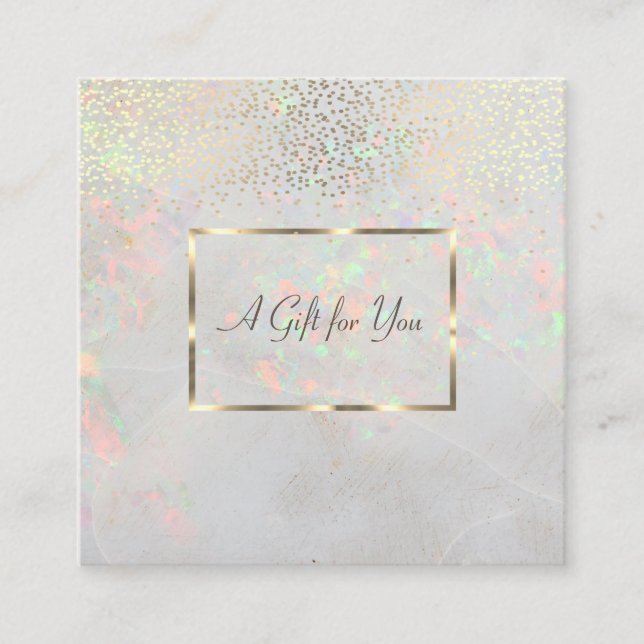 Modern Opal Holographic,Frame,Confetti Rabattkarte (Vorderseite)