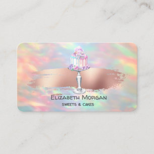 Modern, Opal, Rosen-Gold-Pinselstrich, Torte Visitenkarte