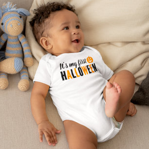 Modern Orange and Black My First Halloween Baby Strampler