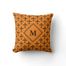 Modern Orange Black CROSS Monogramm