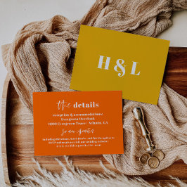 Modern Orange Bold Wedding Details Card Begleitkarte