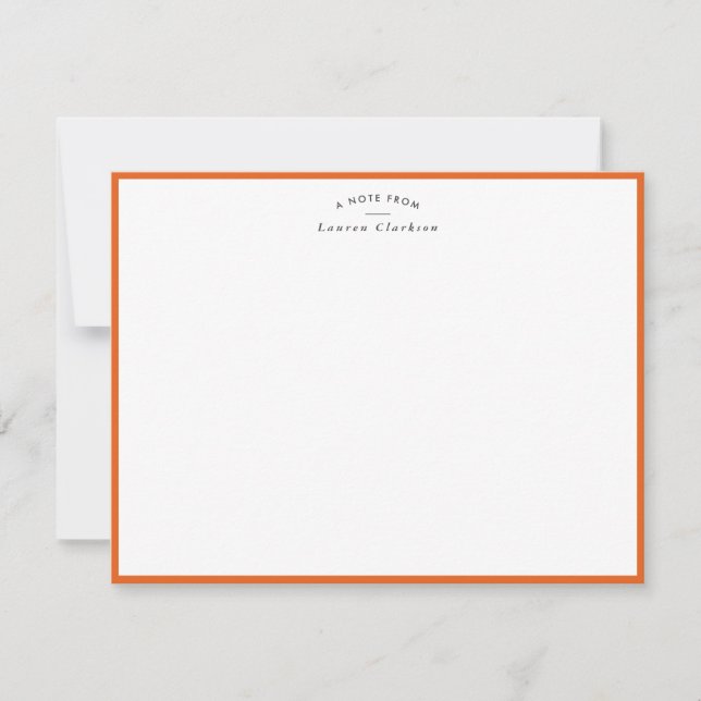 Modern Orange Border Personalized Note Card Einladung (Vorderseite)