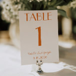 Modern Orange Cream Whimsical Wedding Table Number Einladung<br><div class="desc">Modern and elegant whimsical orange and cream wedding table numbers. As you see it features a cream background with bold orange script that matched the whole suite.</div>