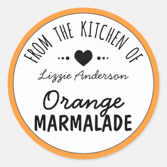Modern Orange From the Kitchen of Label Runder Aufkleber (Vorderseite)