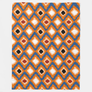 Modern Orange Ikat Diamonds Custom Fleece Blankon