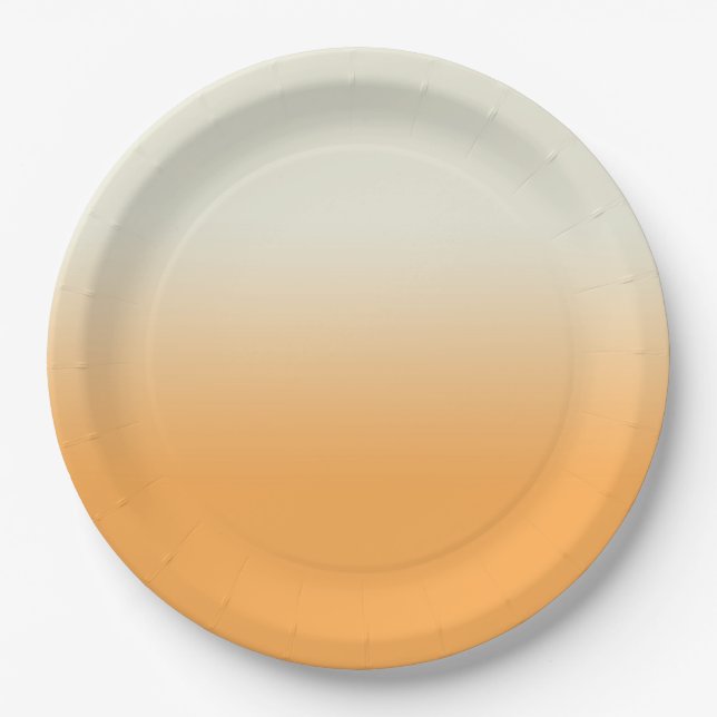 Modern Orange & Ivory Gradient Ombre Pappteller (Vorderseite)