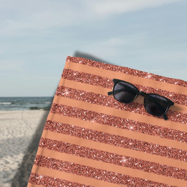 Modern Orange Mango Glitter Style Vertical Stripes Strandtuch (Von Creator hochgeladen)