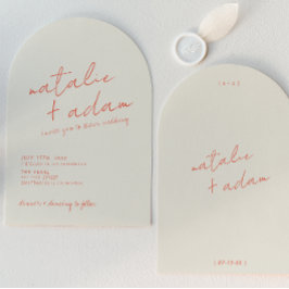 Modern Orange Retro Fun Whimsical Arched Wedding Einladung