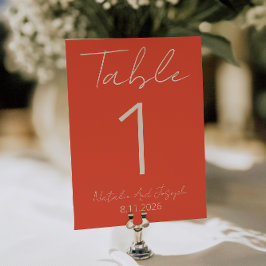Modern Orange Whimsical Fun Wedding Table Number Einladung