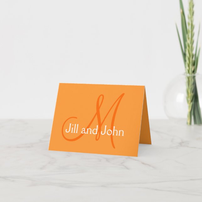 Modern Orange White Wedding Monogram Names (Vorderseite)