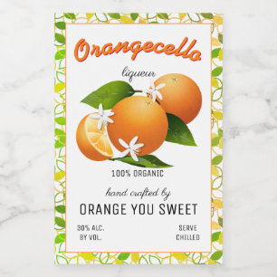 Modern Orangecello Kleines Flaschenetikett Lebensmitteletikett