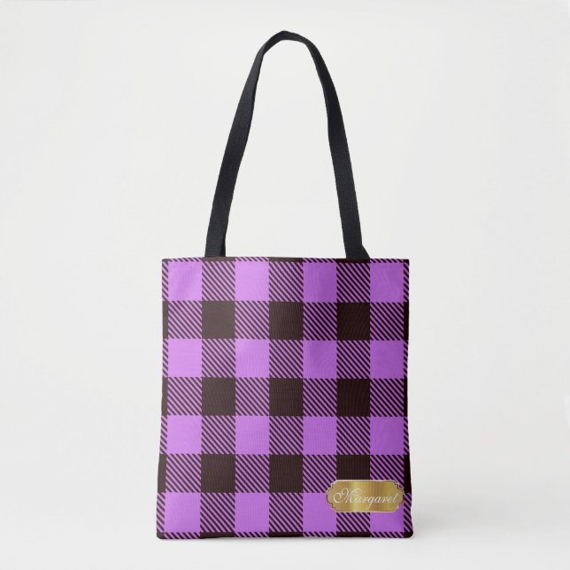 Modern Orchid Gold Abzeichen Tartan Personalisiert (Vorderseite)