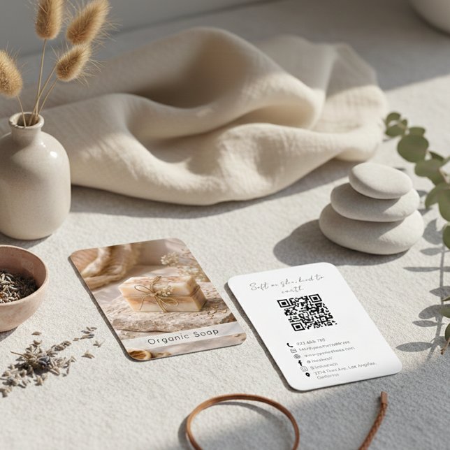 Modern Organic Handmade Soap QR Code Photo Visitenkarte (Von Creator hochgeladen)