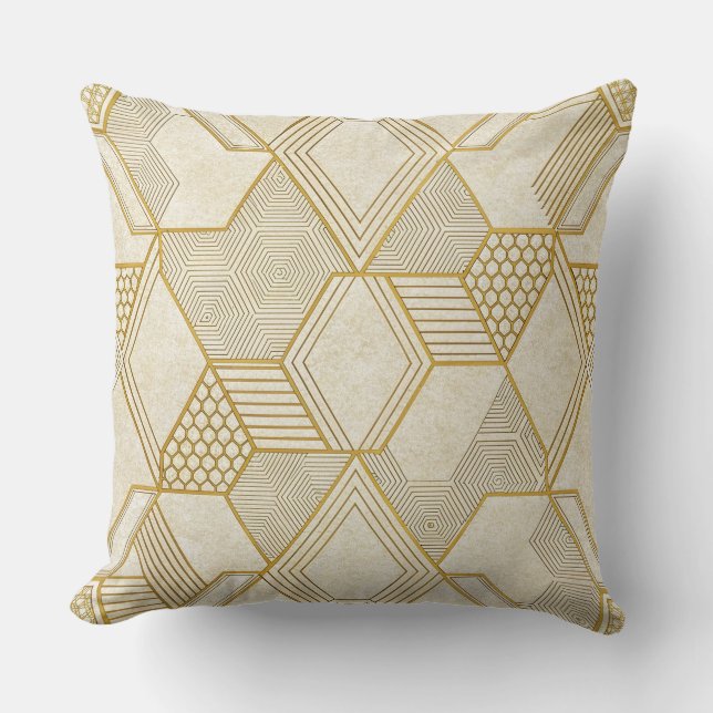 Modern Organic Hexagon Pattern | Cream and Beige 2 Kissen (Vorderseite)