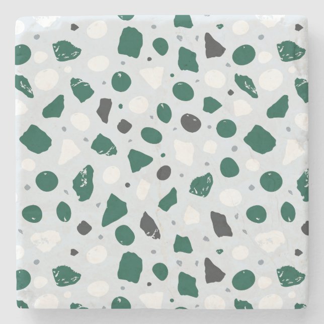 Modern Organic Terrazzo | Abstract Stone Mosaic Steinuntersetzer (Vorderseite)