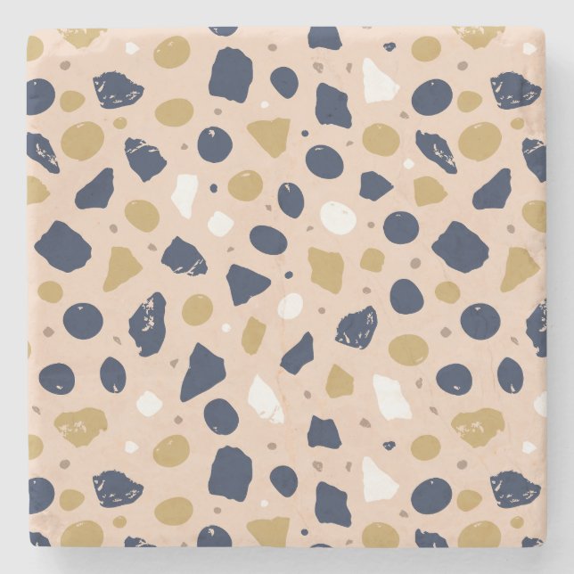 Modern Organic Terrazzo | Abstract Stone Mosaic Steinuntersetzer (Vorderseite)