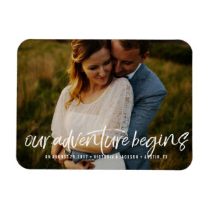 Modern Our Adventure Save the Date Foto Hochzeit Magnet