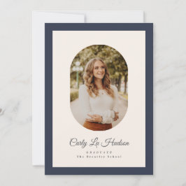 Modern Oval Blue High School Photo Graduate Ankündigung