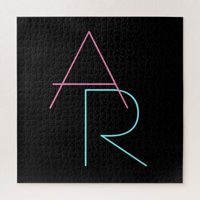 Modern Overlapping Pink Turquoise Puzzle (Vertikal)