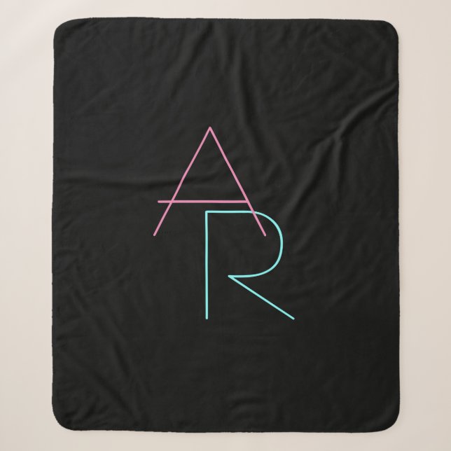 Modern Overlapping Pink Turquoise Sherpadecke (Vorderseite)