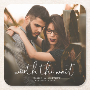 Modern Overlay für das Wait Wedding Foto Script Rechteckiger Pappuntersetzer