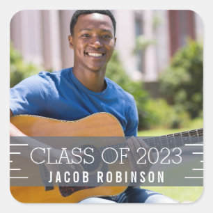 Modern Overlay Graduation Photo Quadratischer Aufkleber