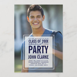 Modern Overlay Male Foto Graduation Party Einladung