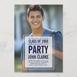 Modern Overlay Male Foto Graduation Party Einladung