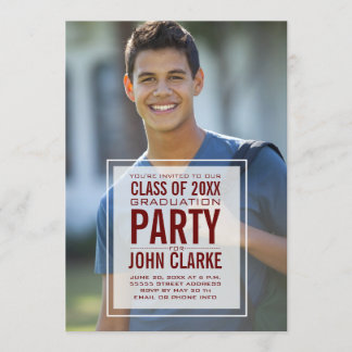 Modern Overlay Male Foto Graduation Party Einladung