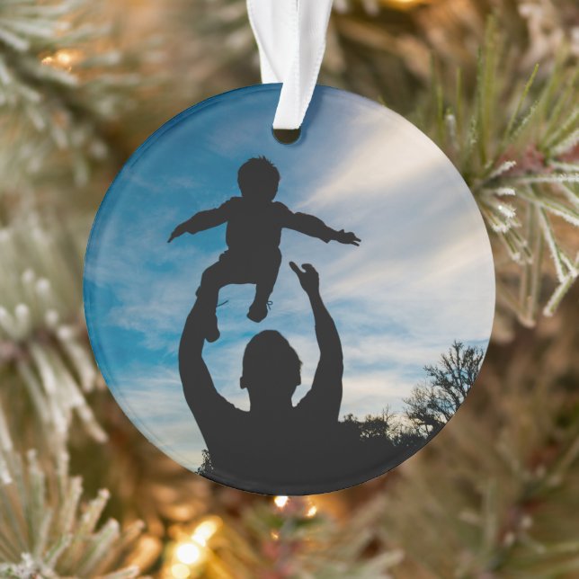 Modern Overlay Personalized Photo Ornament (Baum)
