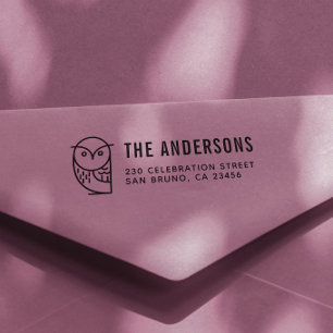 Modern Owl   Benutzerdefinierter Familienname und  Permastempel