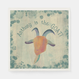 Modern Painted Goat Illustration Personalized Serviette