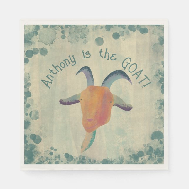 Modern Painted Goat Illustration Personalized Serviette (Vorderseite)