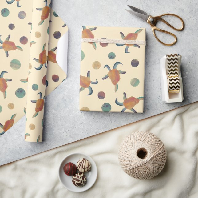 Modern Painted Goat Illustrations and Polka Dots Geschenkpapier (Kunsthandwerk)