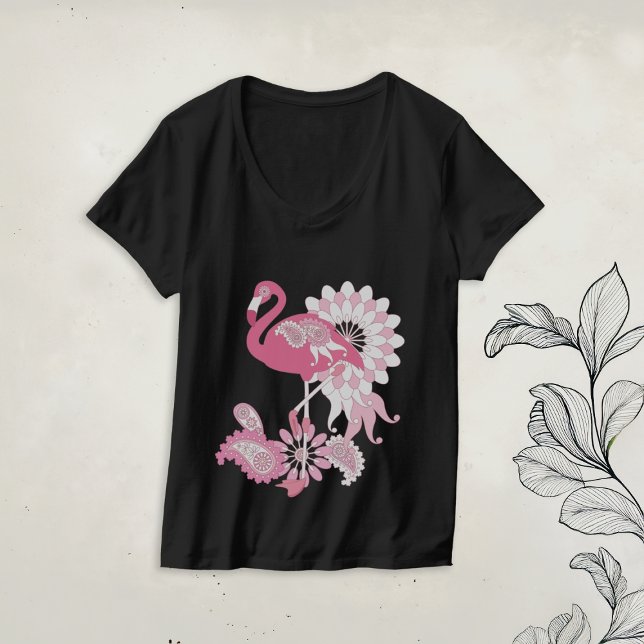 Modern Paisley Pink Flamingo T-Shirt (Von Creator hochgeladen)