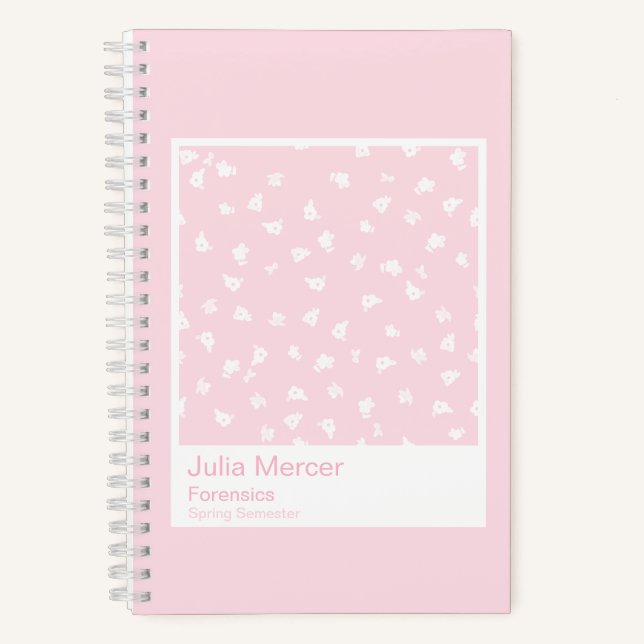 Modern Pale Pink Floral Pattern Swatch Small Notizbuch (Vorderseite)