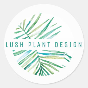 MODERN PALM LEAF LOGO Grün des botanischen Lebens Runder Aufkleber
