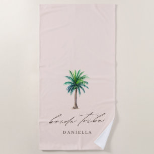 Modern Palm Tree Bride Tribe Bachelorette Beach bi Strandtuch