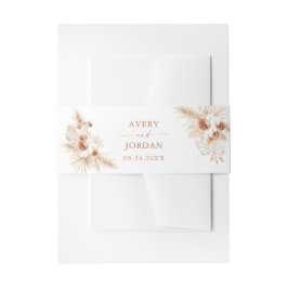 Modern Pampas Grass Boho Terracotta Wedding Einladungsbanderole