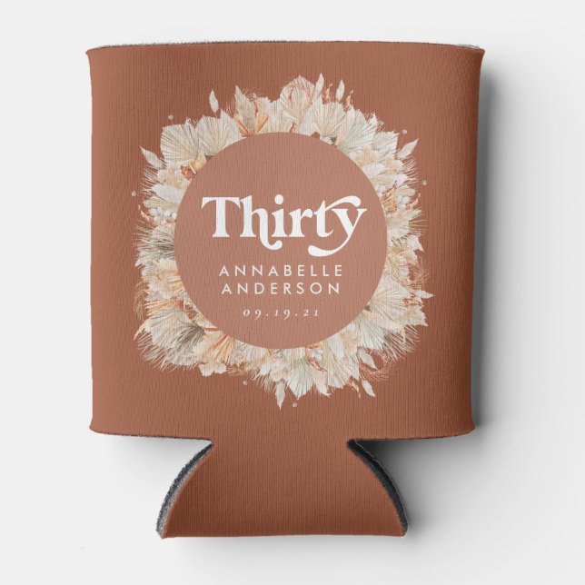 Modern pampas grass terracotta 30. Geburtstag Dosenkühler (Vorderseite)