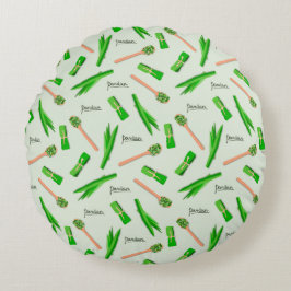 Modern Pandan Leaf Pattern Rundes Kissen