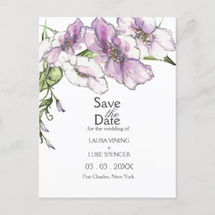 Modern Pansy Save the Date Postkarte