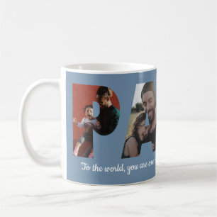Modern PAPA 4 Foto Happy Vatertag Blau Kaffeetasse