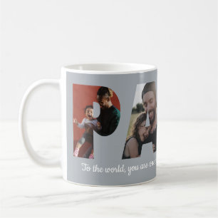 Modern PAPA 4 Foto Silver Gray Happy Vatertag Kaffeetasse